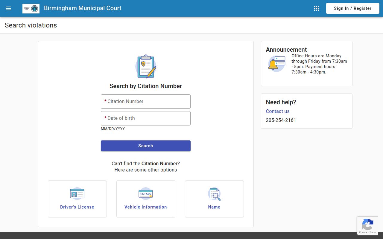 Birmingham municipal court records search portal