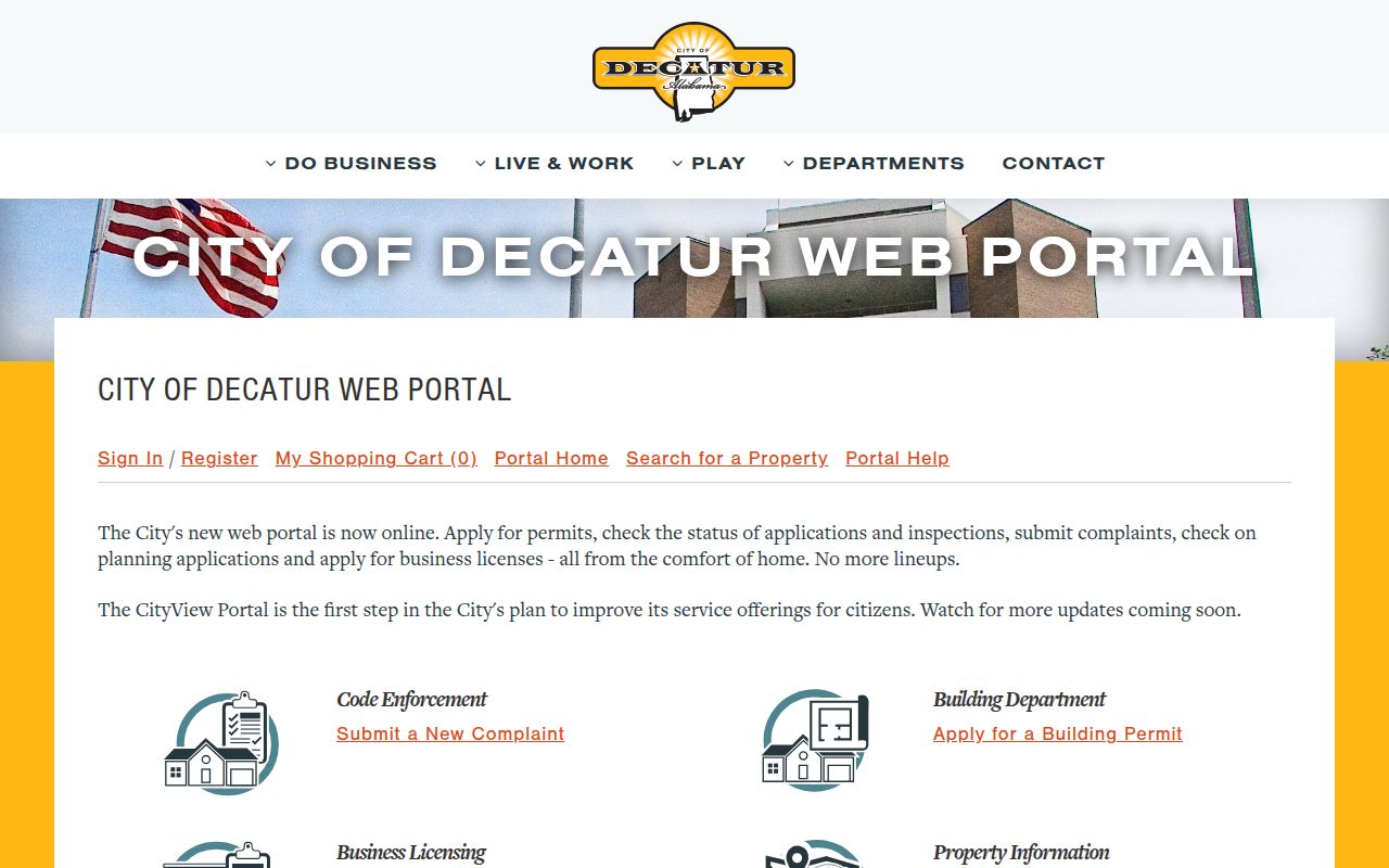 Decatur CityView online services portal