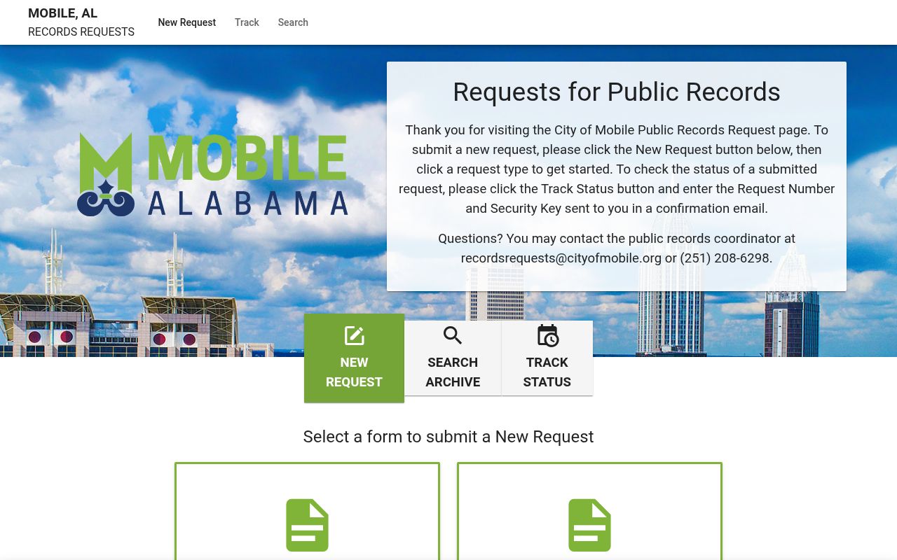 Mobile FOIA public records request portal