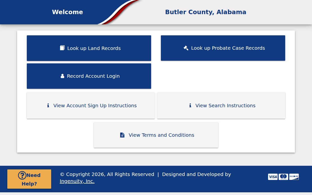 Butler County Ingenuity probate records search portal