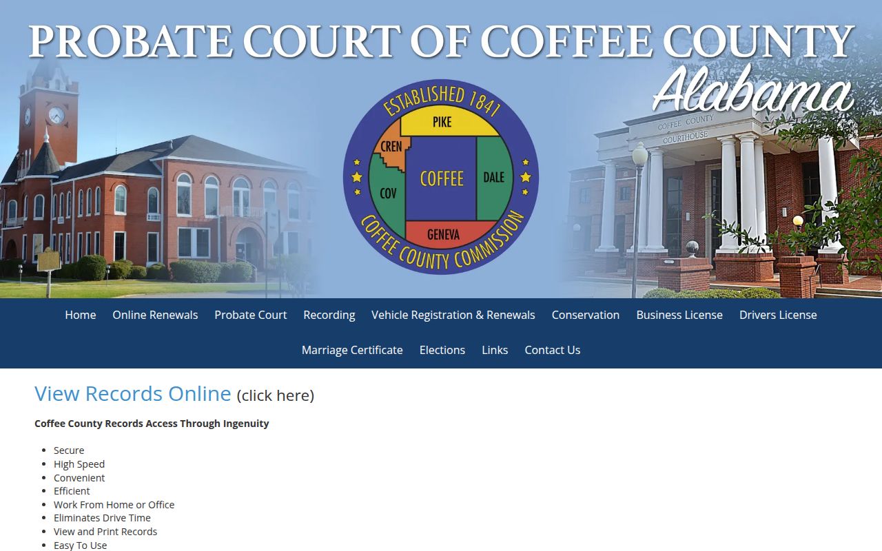 Coffee County Probate Court online records search portal