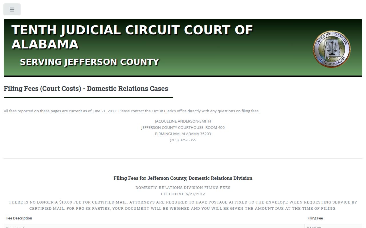 Jefferson County fee schedule for record copies