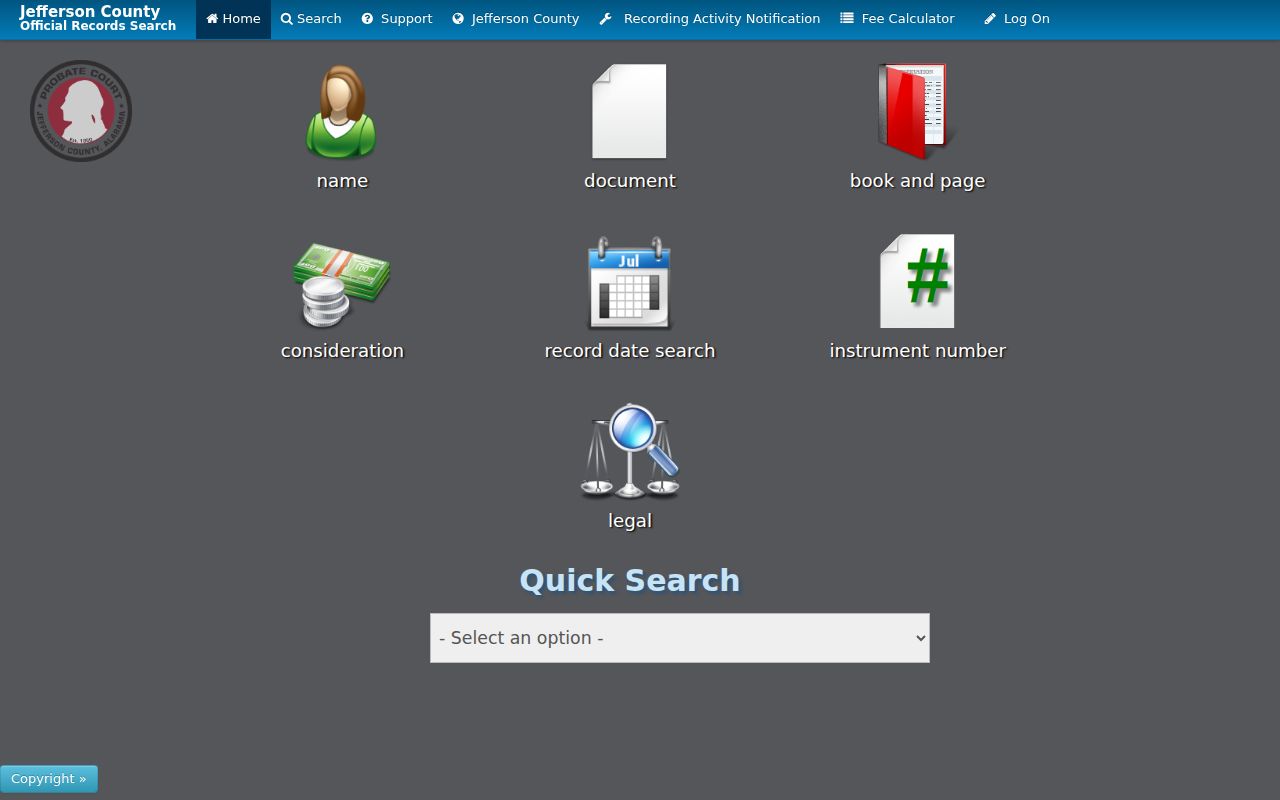 Jefferson County Landmark Web property records search portal