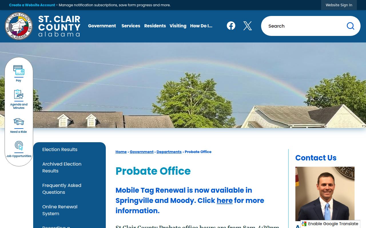 St. Clair County Probate Court website with office information