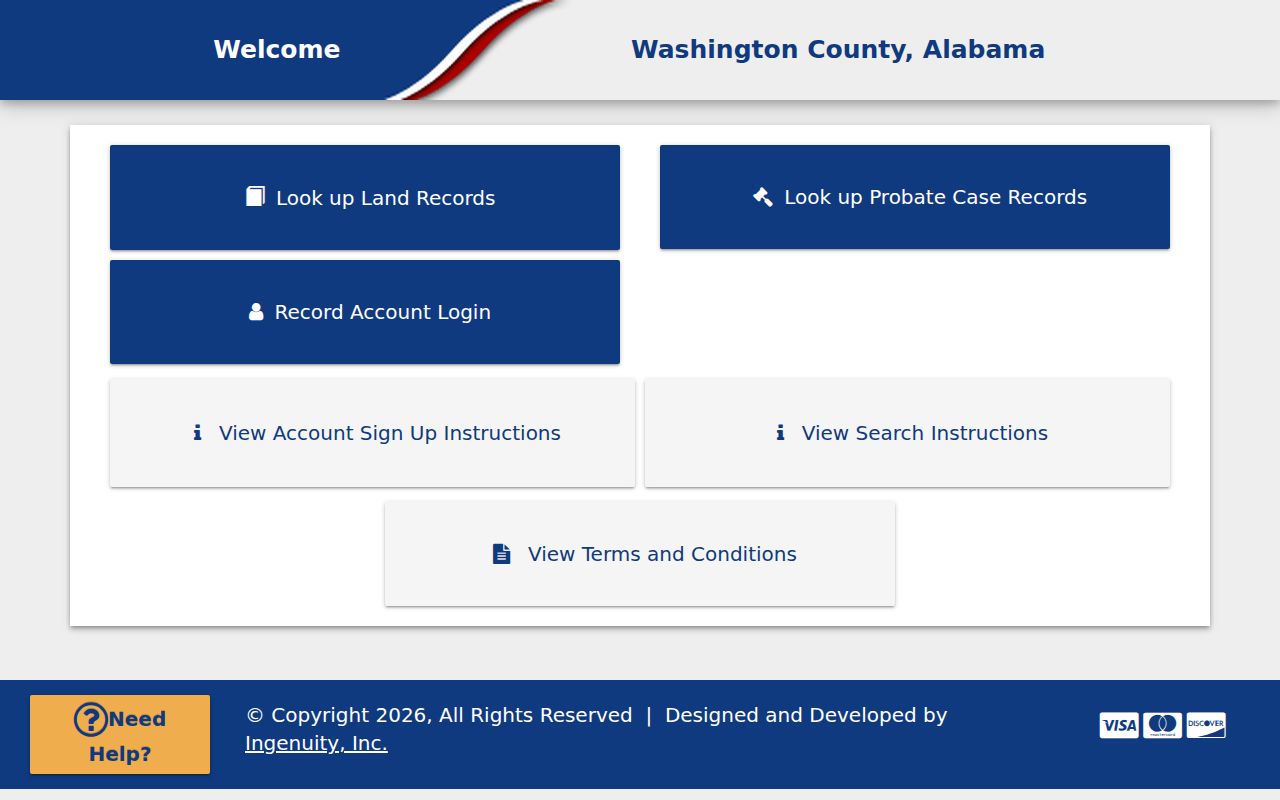 Washington County Ingenuity probate records search portal